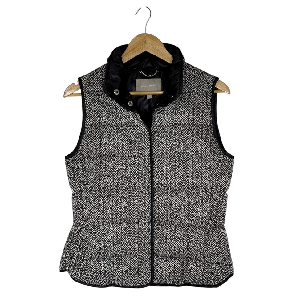 Banana Republic Ivory Chocolate Down Puffer Snap Closure Warm Comfy Vest XS